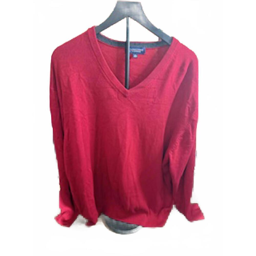 Roundtree & Yorke Sweater XXL‎ Red V-Neck Long Sleeve Men's Excellent